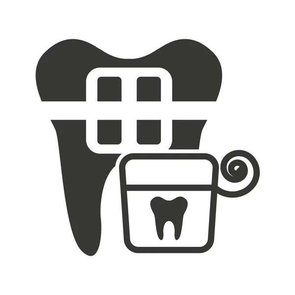 Tooth silhouette with dental care icon — Stock Vector