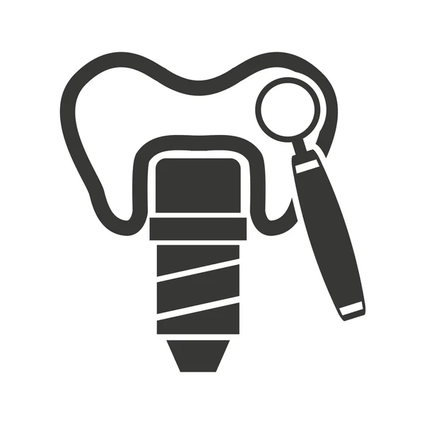 Silueta dental con icono de cuidado dental — Vector de stock