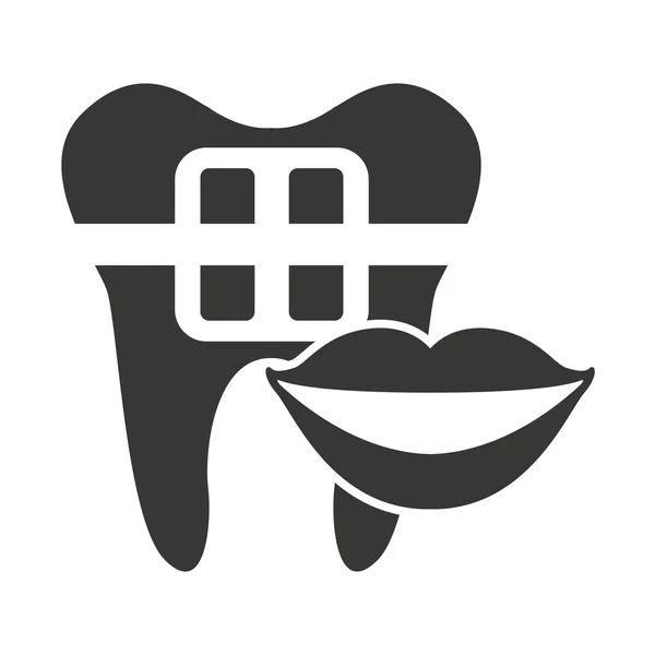 Sylwetka zęba z ikoną opieki stomatologicznej — Wektor stockowy