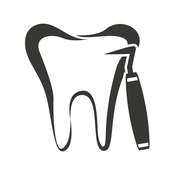 Silhueta de dentes com ícone de cuidados dentários —  Vetores de Stock