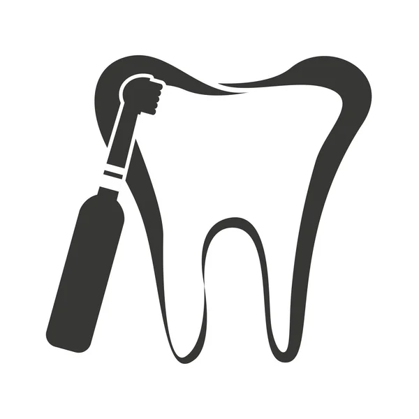 Silhueta de dentes com ícone de cuidados dentários —  Vetores de Stock