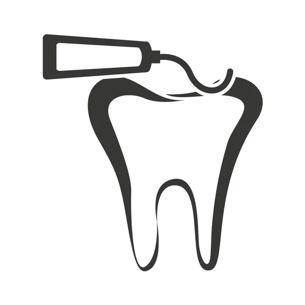 Silhouette del dente con icona di cura dentale — Vettoriale Stock