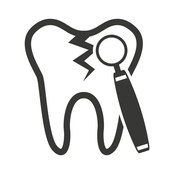 Силуэт зуба с иконкой стоматолога — стоковый вектор
