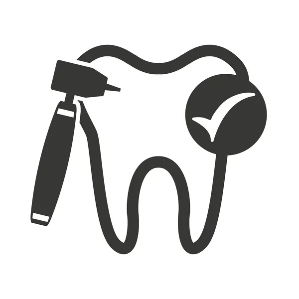 Tand siluett med tandvård-ikonen — Stock vektor