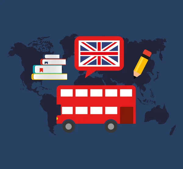 Вивчити англійські піктограми освіти — стоковий вектор