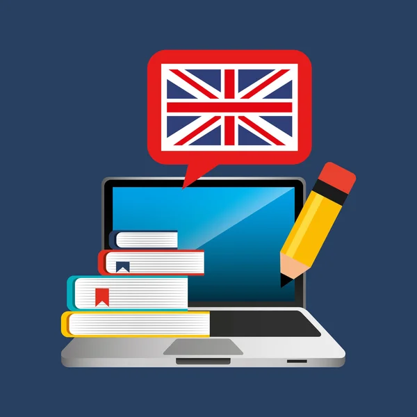 Aprender inglês ícone on-line —  Vetores de Stock