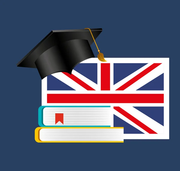 Imparare l'inglese icone dell'educazione — Vettoriale Stock