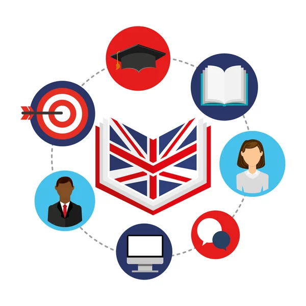 Aprender inglés iconos de la educación — Vector de stock