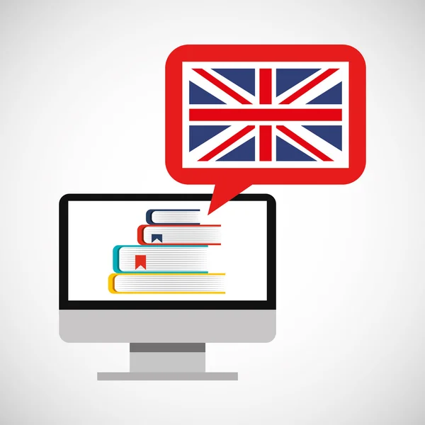 Aprender inglés icono en línea — Vector de stock