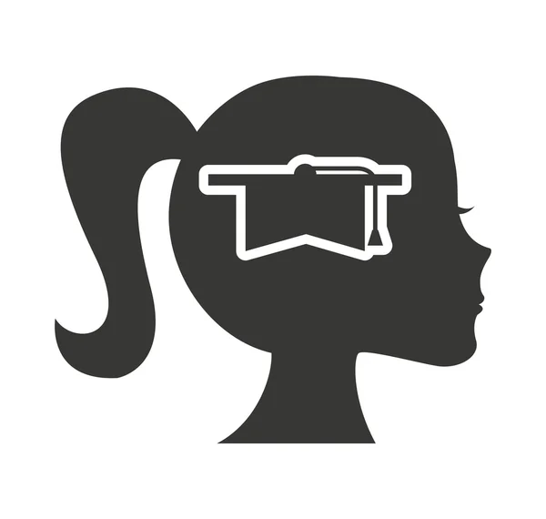 Profil hlavy člověka s ikonou vzdělávání — Stockový vektor