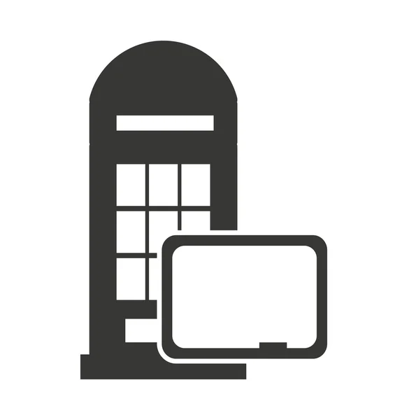 Cabina telefonica londinese con icona dell'educazione — Vettoriale Stock