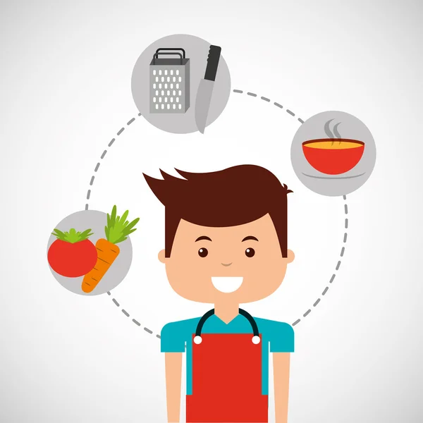 Chef avatar cooking food icon — Stock Vector
