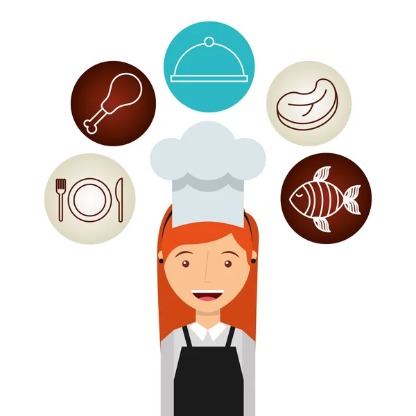 Szakács avatar főzés élelmiszer ikon — Stock Vector