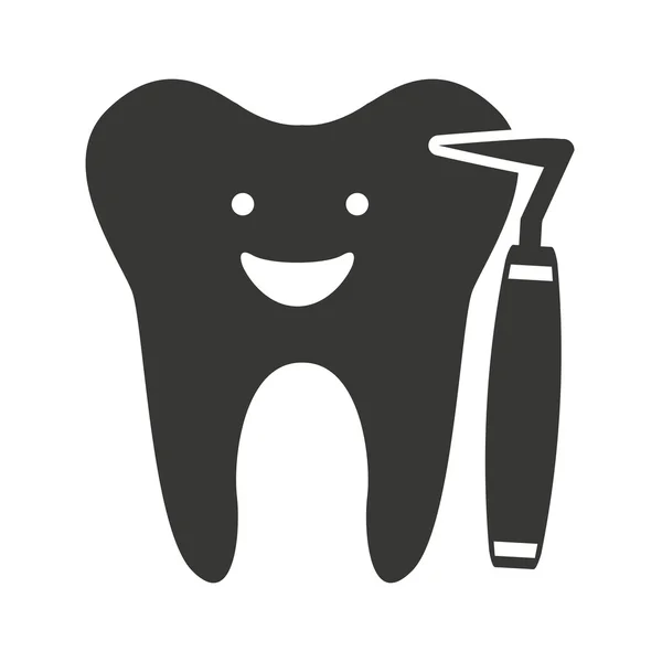 Siluetă de caracter dentar cu pictogramă de îngrijire dentară — Vector de stoc