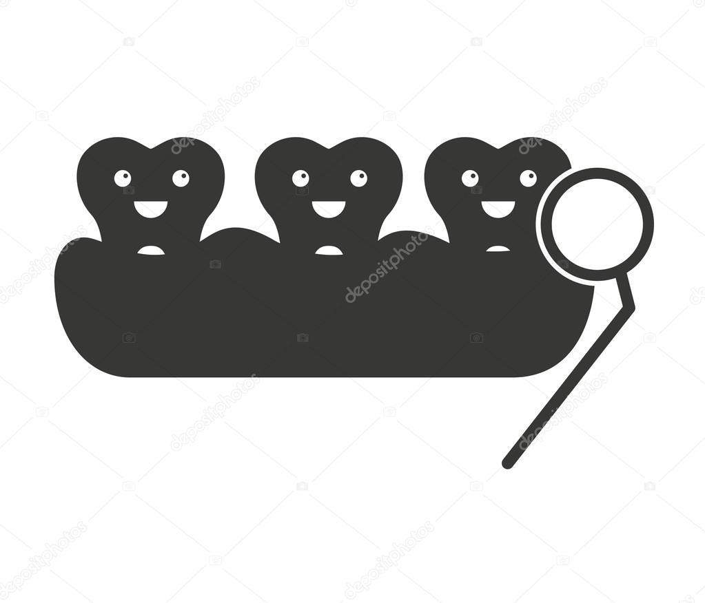 tooth character silhouette with dental care icon
