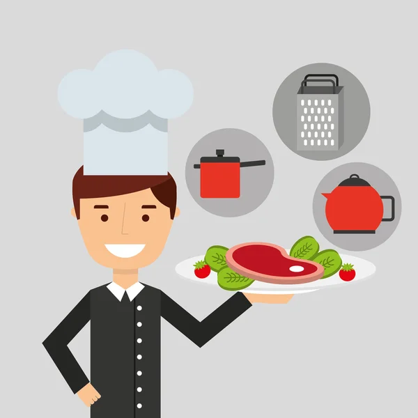 Chef-kok avatar koken voedsel pictogram — Stockvector