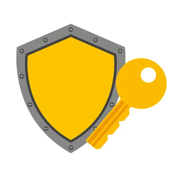 Flat ikonen med säkerhetssköld security system — Stock vektor