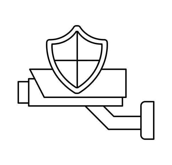 Flat ikonen med säkerhetssköld security system — Stock vektor