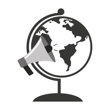 Dünya gezegeni megafon ile