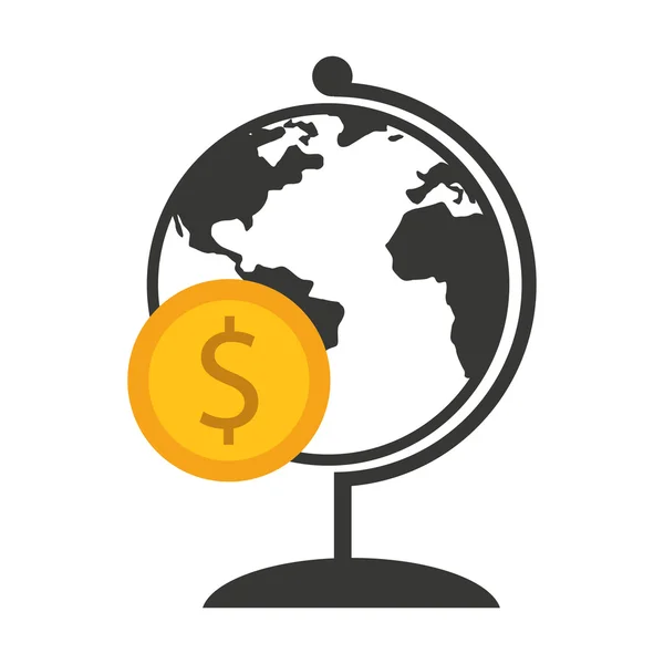Globális gazdaság ikon bolygó — Stock Vector