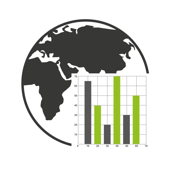 Planète mondiale avec graphique statistique — Image vectorielle