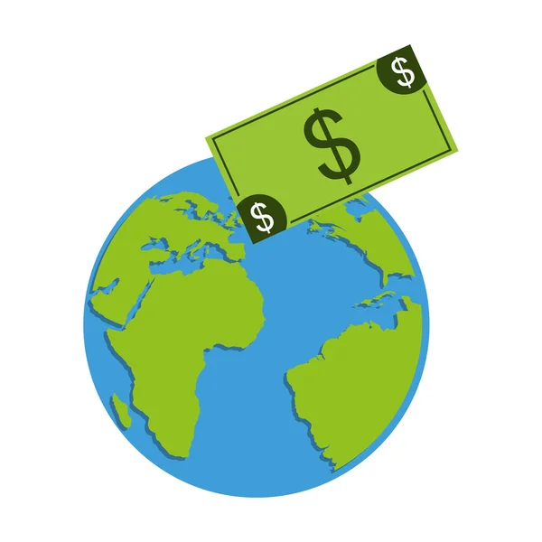 Global planeet met economie pictogram — Stockvector