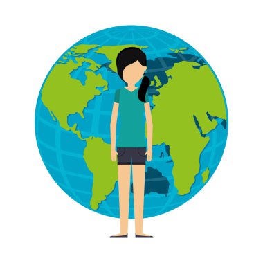 planet earth simgesini ile kadın avatar