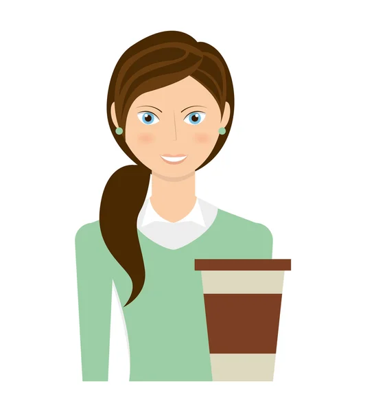 Mujer de negocios avatar con icono de negocio — Vector de stock