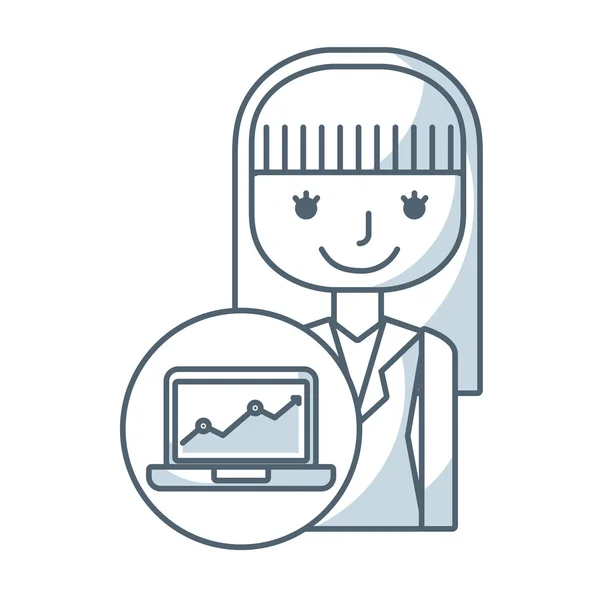 Affärskvinna avatar med business-ikonen — Stock vektor