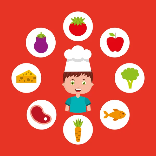 Menú para niños pequeño chef — Archivo Imágenes Vectoriales