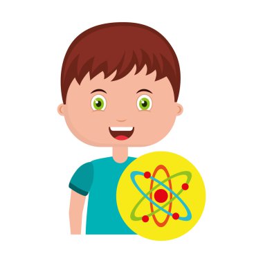 Çocuk karakter öğrenci okul malzemeleri ile