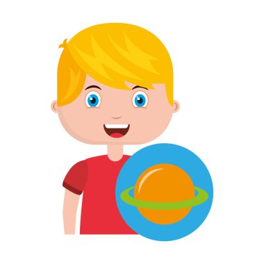 Çocuk karakter öğrenci okul malzemeleri ile