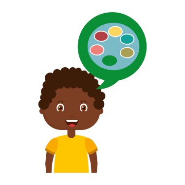 Çocuk karakter öğrenci okul malzemeleri ile