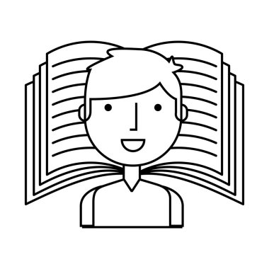 Çocuk karakter öğrenci okul malzemeleri ile