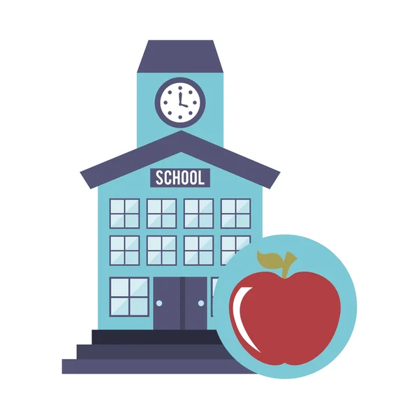 Školní budovy s ikonou vzdělávání — Stockový vektor