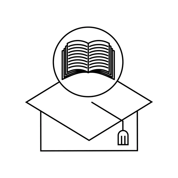 Sombrero de graduación con icono de la educación — Vector de stock