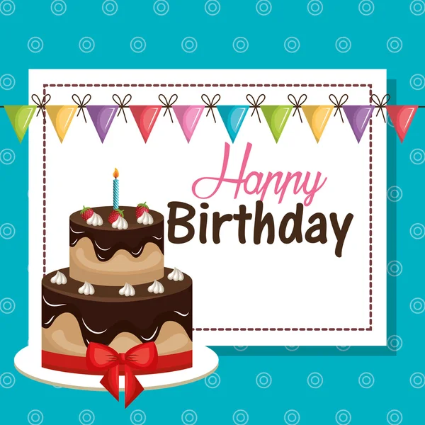 Tarjeta de cumpleaños y banderas de bunting gráfico — Vector de stock