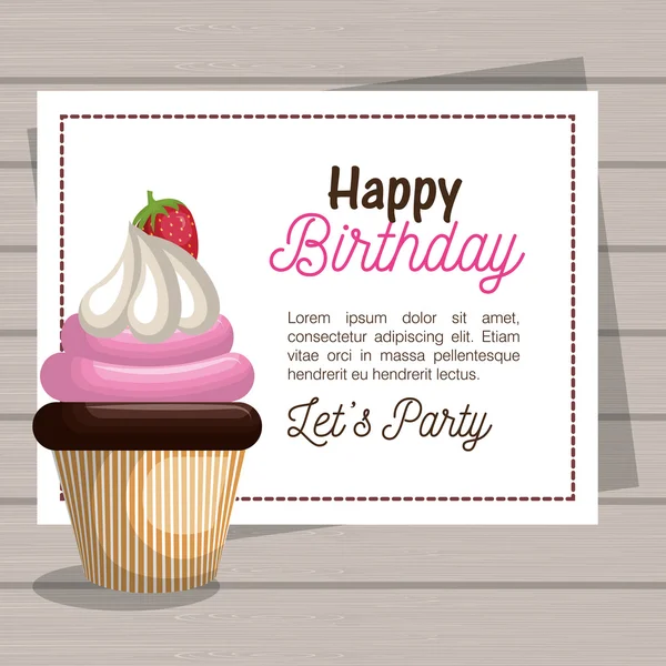 Carte d'anniversaire cupcake fête douce — Image vectorielle