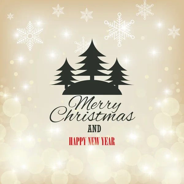 Tarjeta feliz navidad y feliz año con el gráfico del árbol de Navidad — Archivo Imágenes Vectoriales