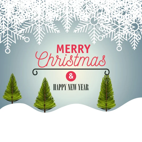 Card merry christmas with landscape graphic — Stock Vector