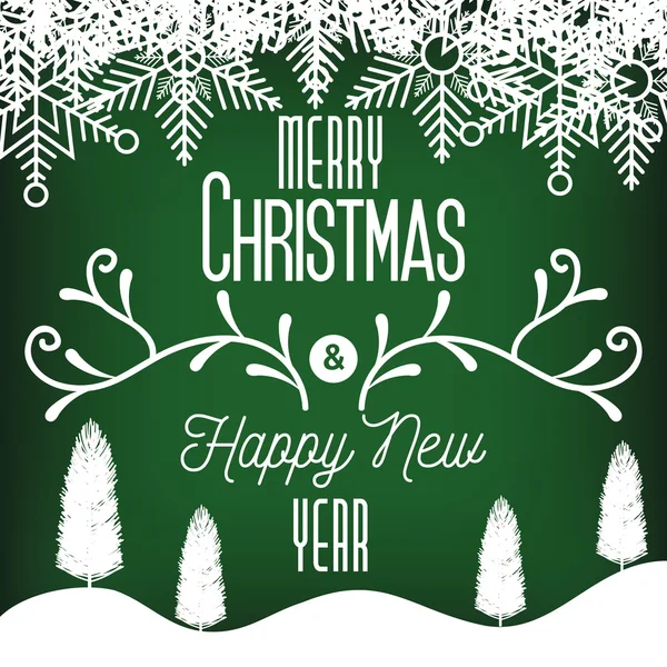 Merry christmas ve yeni yıl peyzaj grafik tebrik kartı — Stok Vektör