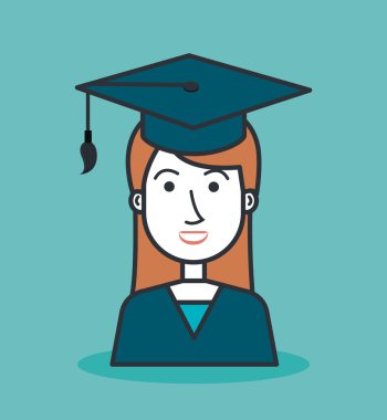 çizgi film kız öğrenci grafik izole