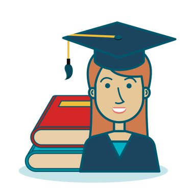 çizgi film kız öğrenci mezuniyet kitap grafik