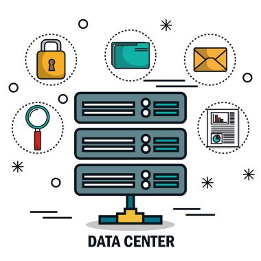 Veri Merkezi tower simgeler izole