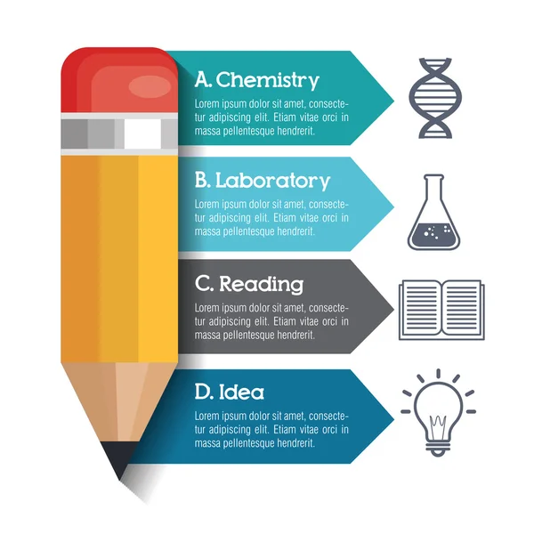 图表教育和铅笔图形 — 图库矢量图片