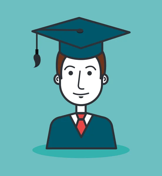 Cartoon student graduation graphic isolated — Stock Vector