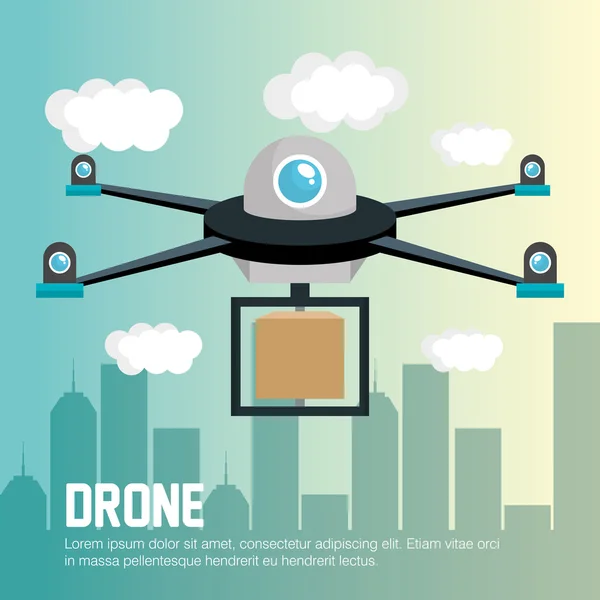 Livraison drone télégraphique — Image vectorielle