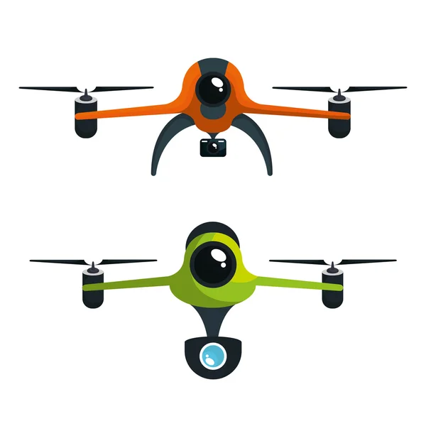 Drone deux avec caméra graphique isolé — Image vectorielle