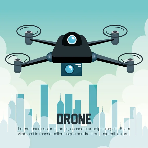 Drone Latający miasto grafiki — Wektor stockowy