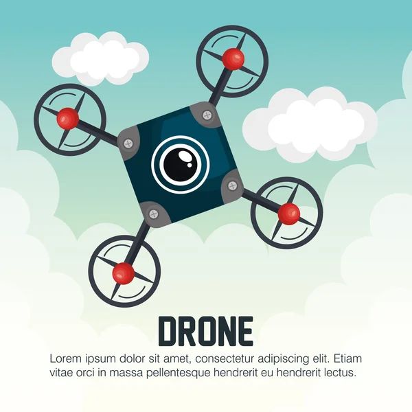 Icône de drone bleu avec graphique en nuage — Image vectorielle